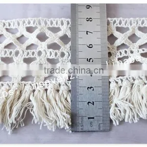 High Quality 8cm Width Off-white Crochet Cotton Fringe Trim for Garment thumbnail-6