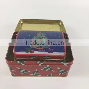 2017 New Design Custom Printed Small Square Tin Gift Box Can 2pc Set thumbnail-5