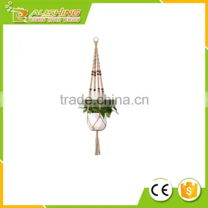 Wholesale Macrame Plant Hanger Indoor Outdoor Hanging Planter Basket Jute Rope With Beads 4 Legs 48 Inch thumbnail-1