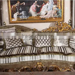 Gold Leaf Finished European Palace Hand Carved Sofa, European Living Room Furniture Set(MOQ=1 SET) thumbnail-3