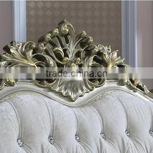 French Royal Champagne Gold Wooden Upholstery Sofa Set, Villa 1+2+3 Sofa Furniture(MOQ=1 SET) thumbnail-2
