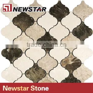 Grade First Quality Spanish Marble Crema Marfil Polished Lantern Shaped Mosaic Tiles thumbnail-5