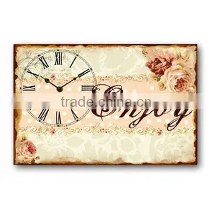 Vintage Floral Design Metal Plaque Decorative Wall Clock thumbnail-1
