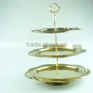 Stainless Steel Three Layer Metal Fruits Plate Leaf Decoration and Clourful thumbnail-2