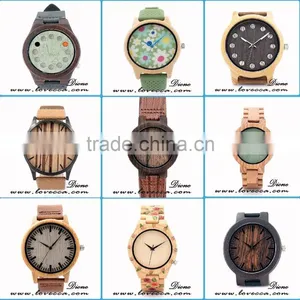 Top Genuine Natural Leather Luxury Wooden Hand Watch Men thumbnail-1