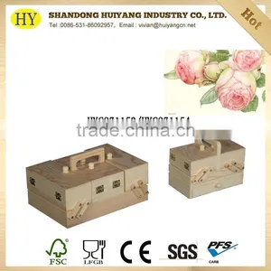 Lightweight Folding Sewing Set Wood Box With Handle thumbnail-1