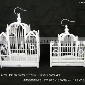 White Wood Cute Bird Cage thumbnail-1