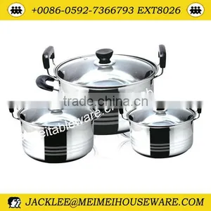 6Pcs Black Handle & Stainless Steel Cookware Set thumbnail-1