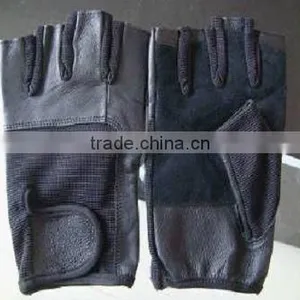 Half Finger Pig Skin Weight Lifting Glove thumbnail-1
