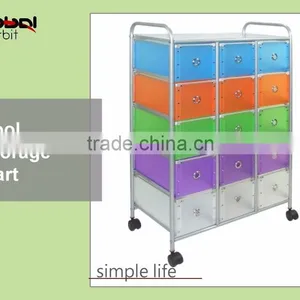 Easy To Move Plastic Drawer Organizer Mobile Office Storage Drawer Trolley Cart thumbnail-2