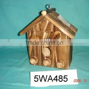 Burned Wooden Bird House thumbnail-1