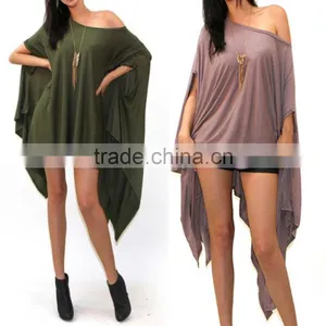 OEM Wholesale Summer Beach Cover Up Plain Cotton Spandex Asymmetrical Dresses Plus Size Beachwear L/XL/XXL/XXXL thumbnail-1