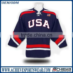 Custom Sublimation New Style Mesh Fabric Team Set USA Ice Hockey Jersey thumbnail-1