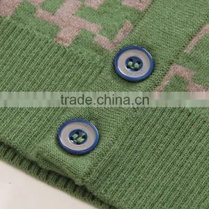 100% Fine Wool Men's Light Green Knitwear Cardigan thumbnail-4