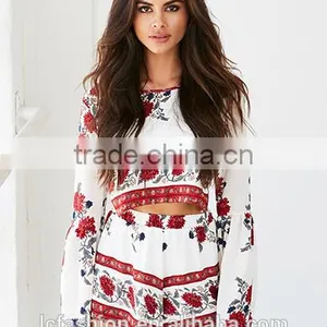 Custom Fashion Floral Print Two Piece Set Women Clothing Sexy Crop Top and Short Suits thumbnail-2