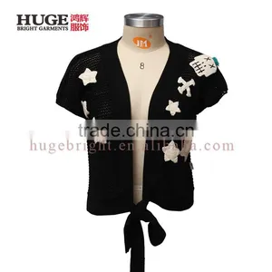 100% Cotton Hand Crocheted Sweater Black Womens Crop Top thumbnail-1