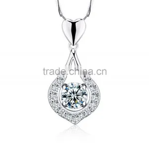 925 Sterling Silver Fashion Peach Heart Shape Pendant Necklace thumbnail-3
