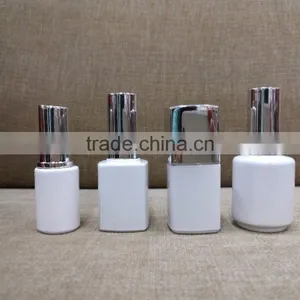 Fancy White UV Coated Bottle With Shiny Silver Cap,gel Bottle Sets With Cap and Brush India thumbnail-1