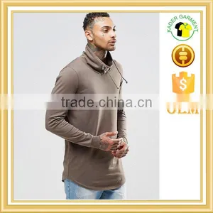 Longline Long Sleeve t Shirt 100% Cotton t Shirts With Curved Hem thumbnail-1