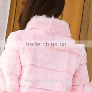 New Fashion Show Style Rex Rabbit Fur Coat Women Very Long Rex Rabbit Fur Jacket Winter Fur Big Size thumbnail-6