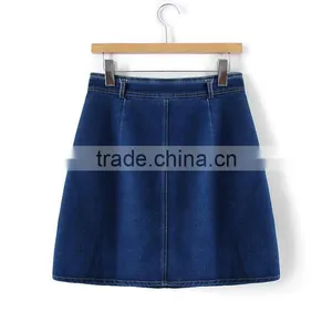 2016 Latest Fashion OEM Women Demin Jeans Skirt for Ladies Wholesale thumbnail-2