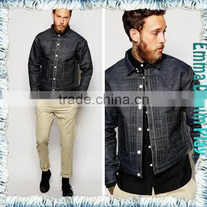 New Hot Man's Denim Jacket Fleece Thick Blue Jean Outwear thumbnail-4