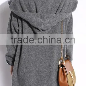 Women's Fashion Grey Thick Long Hoodie Cardigan Sweater With High Quality thumbnail-3
