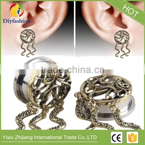 Fashion Stainless Steel Octopus Pendant Ear Plug thumbnail-1