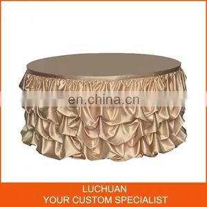 New Design Wholesale Ruffle Tiered Satin Table Skirt thumbnail-1