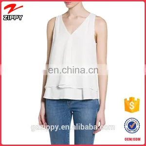 Wholesale China Women Clothing Sleeveless Double-deck Chiffon Top For Ladies 2016 thumbnail-1