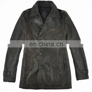 2015 Last Fashion Mens Hot Selling Handsome pu Leather Mens Long Coat thumbnail-1