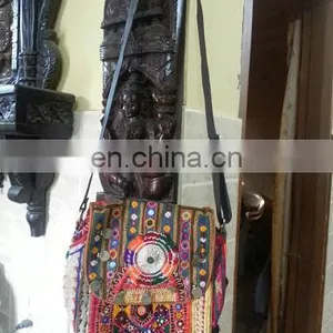 Stunning VINTAGE Tribal Banjara Suede Sling BAG Folk Handbag Purse Handmade thumbnail-1