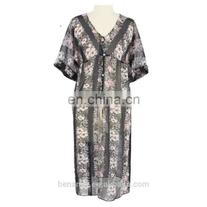 New Design Black Pink Floral Embroidered Mesh Overlay Woman Long Dress thumbnail-1