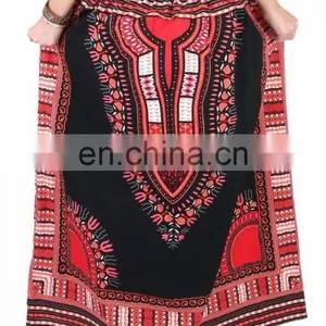 Dashiki African Skirt Cotton Mexican Hippie Tribal Ethic Boho Black Cotton Mexican Hippie Shirt Wrap With Elastic Skirt African thumbnail-5