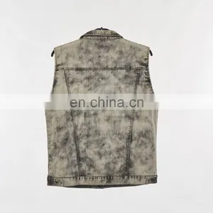 DiZNEW Wholesale Vest Fashion Grey Men's Denim Jeans Waistcoat thumbnail-3