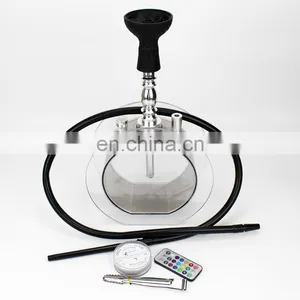 HQP-SY03 HongQiang Wholesale Acrylic Round Shape Hookah Gift Set With LED Light thumbnail-3