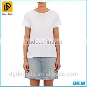 Wholesales China Casual 100% Cotton Custom White Simple Lady T Shirt thumbnail-1