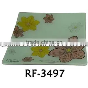 Wholesale Custom Floral Designed Promotion Decorative Modern Glass Plates thumbnail-1