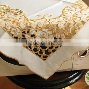 Square 85*85cm Modern Luxurious Golden Lace Tablecloth Wholesale Tablecloth Lmzc1007(9)K thumbnail-2