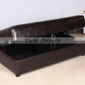 Brown Leather Sofa Stool & Ottoman With Storage thumbnail-1