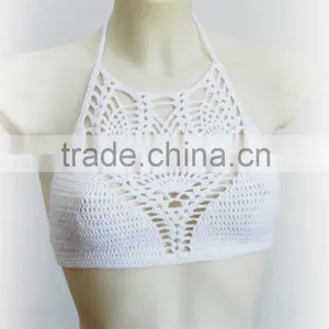 Wholesale Ladies Sexy Crochet High Neck Bikini Top thumbnail-1