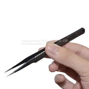Sticker Special Small Tweezers High Precision Stainless Steel Hand Curtain Tool Black Textured Tweezers ESD-18 Tweezers thumbnail-4