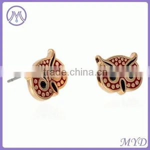 Fashion Enamel Owl Shape Stud Earrings thumbnail-1