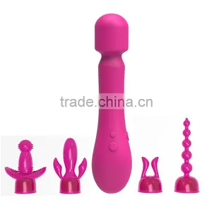 2016 Newest Full Silicone Surface USB Magnet Charging Wireless Rotation Vibrator, Best Sex Toy Magic Wand Massager on Sale thumbnail-6