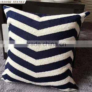 Crewel Embroidery Pillow RED and Blue thumbnail-3