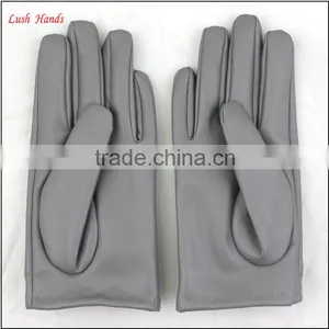 Ladies Wholesale Cheap PU Leather Hand Gloves Grey With Roses thumbnail-3