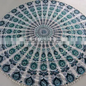 Ombre Mandala Round Beach Towel With Terry thumbnail-4
