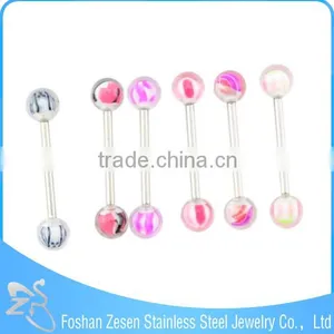2016 Fashion Colorful UV Balls Steel Bar Personalized Tongue Rings thumbnail-1