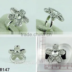 Standards Hight Quality Fashion Sparkling Jewleries Silver Flower Ring For Women R0147 thumbnail-2