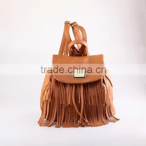 4762 Bohemia Style Tassels Featured Brown PU Material High Quality Women Backpack Quality Choice thumbnail-2